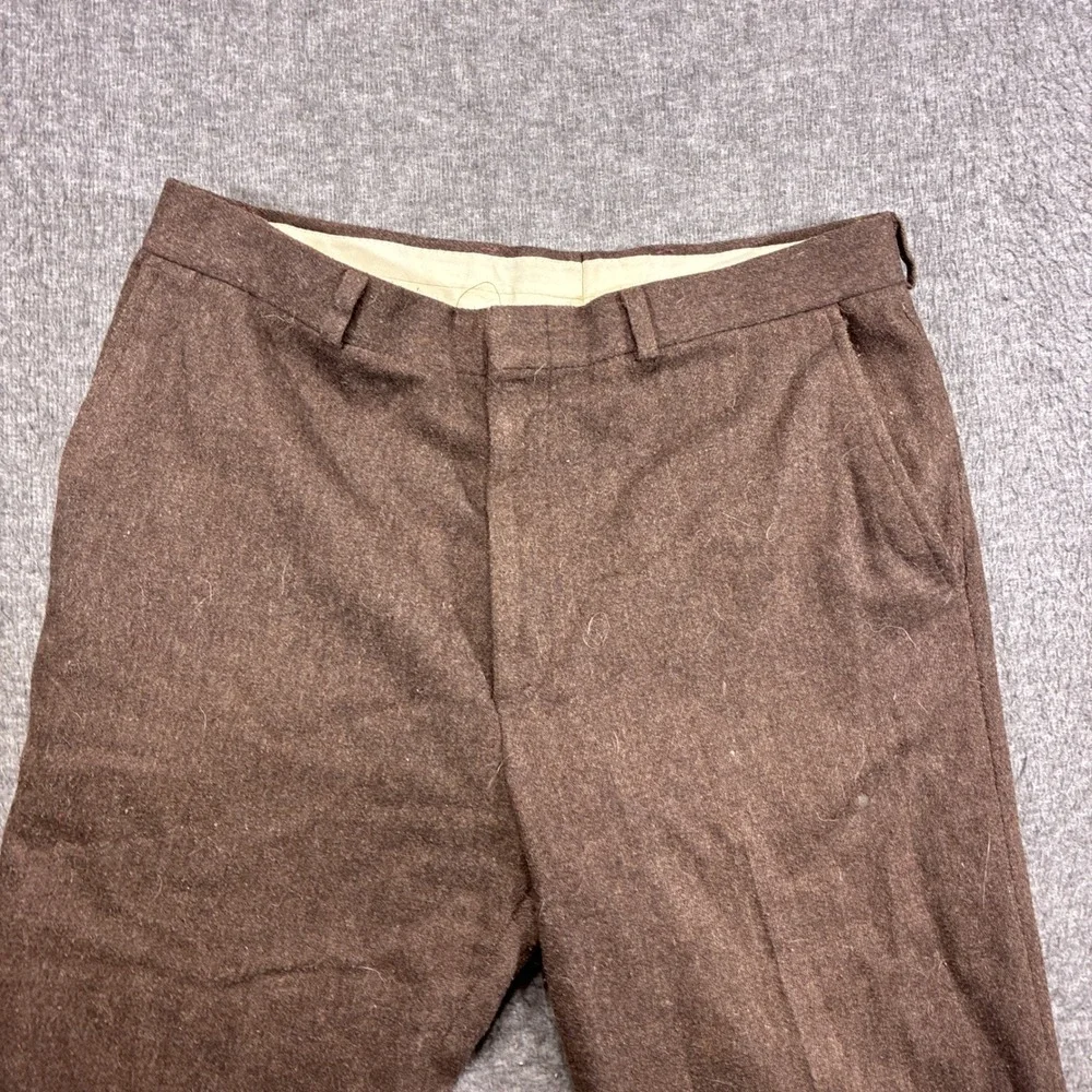 Vintage Wool Pleated Wide Leg Flowing Dress Pants Mens 34x30 Brown 70s Talon Zip